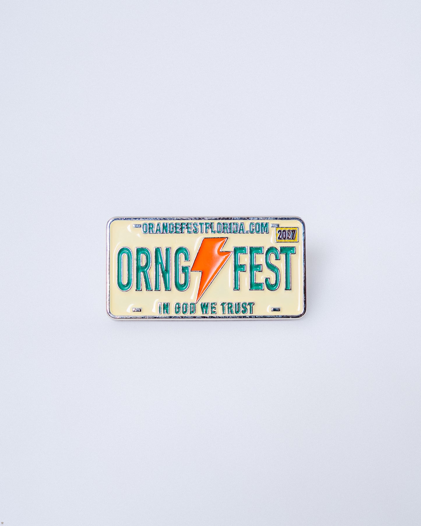 Orange Fest Florida 2027 License Plate Enamel Pin