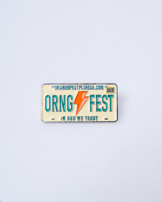 Orange Fest Florida 2027 License Plate Enamel Pin